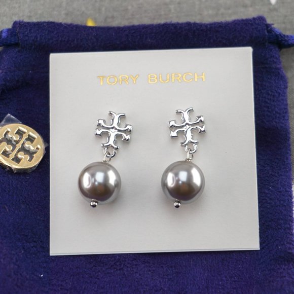 Tory Burch Jewelry - Tory Burch Kira Pearl Drop Earrings in Silver